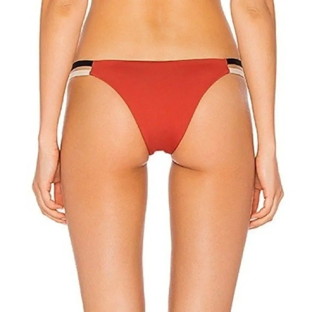 Tavik Vine Bikini Bottom in Color Blocked Rust